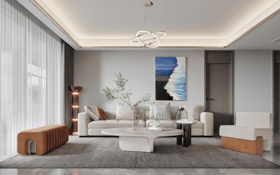 现代客厅3D模型下载